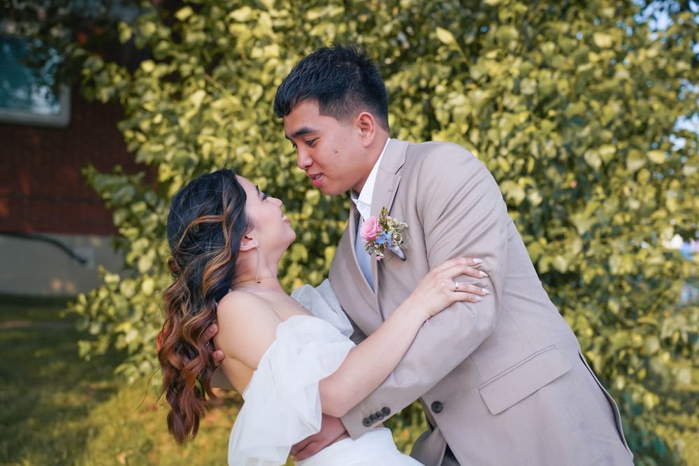 Bride and groom forehead to forehead at a Windsor Ontario wedding